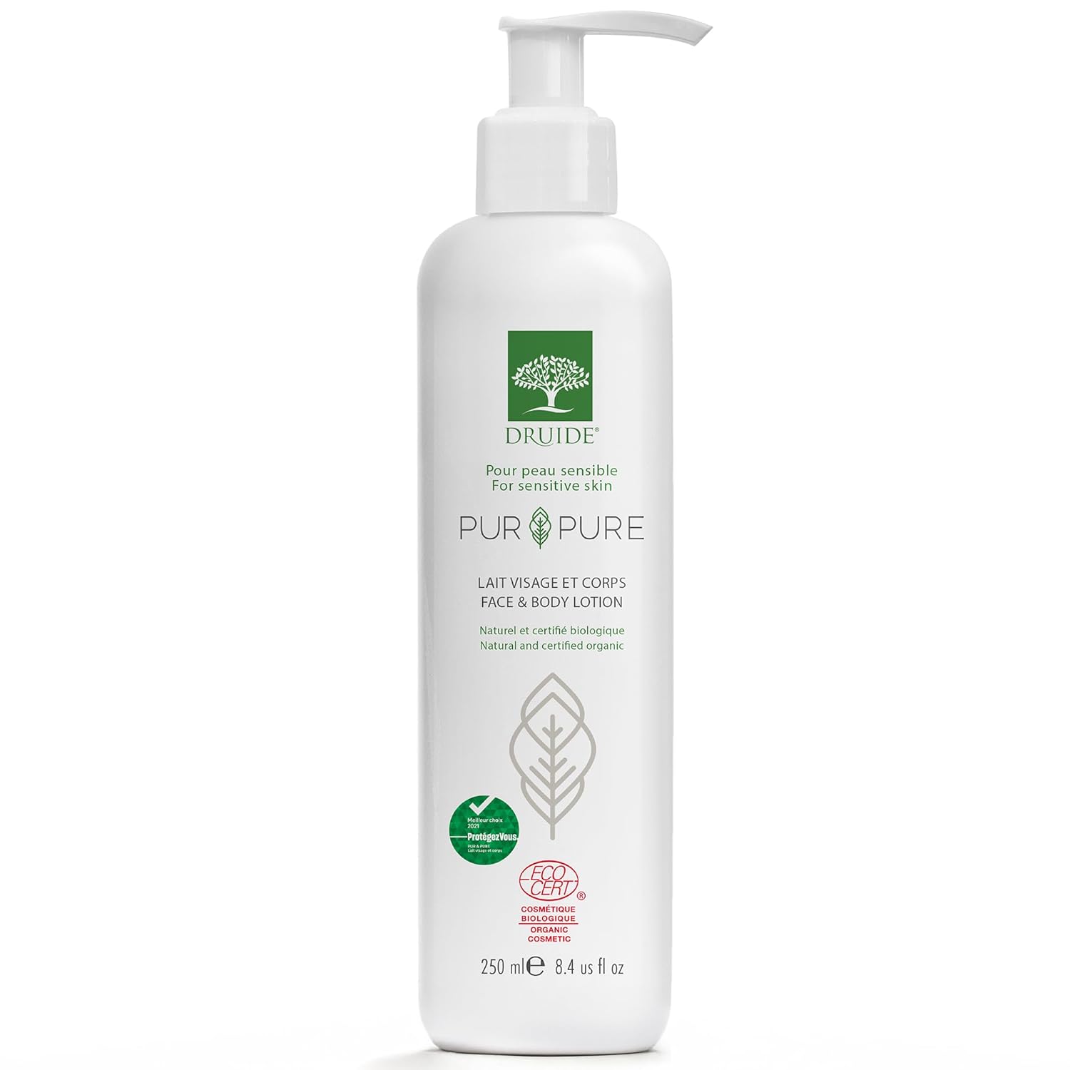 Pur&Pure Lotion Face Body Moisturizer for Sensitive Skin Care, Organic & Ultra-gentle Moisturizing Milk, 250 ml (8.4 oz bottle Size Fragrance-Free Made in Canada