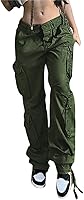 Vista 1 de Awoscut Pantalones cargo Y2k para mujer, estilo casual, pierna recta, tiro alto, holgados, con múltiples bolsillos, ropa de calle