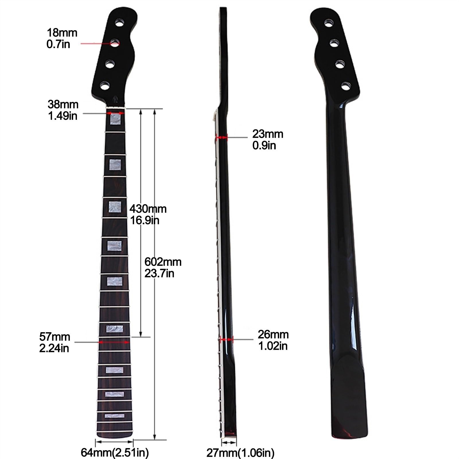 4 Saiten 20 Bünde Gitarrenhals Kanadischer Ahornholz Bass-Griff Jazz-Bass-Hals Diy Teile Ersatz Musikinstrument Zubehör