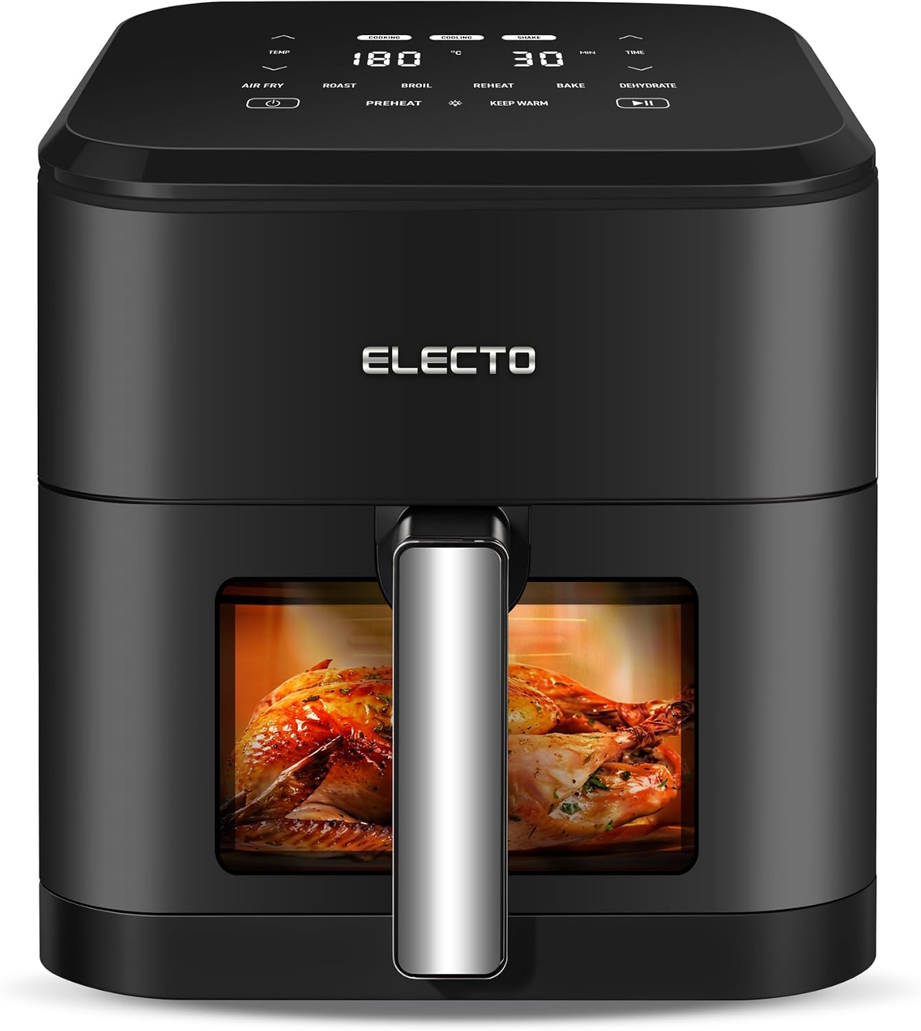 ELECTO - Hot Air Fryer 8L Smart 2000W - App Control via WiFi - 8 Automatic Programmes - Non-Stick Coating - Healthy Fat-free Preparation with Rapid Air Technology - Black
