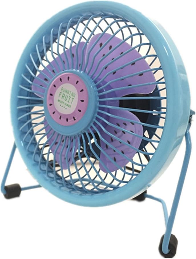 Usb Mini Desktop Fan [Lovely]Fruit Series Table Portable Adjustable Speed 4" USB Mini Desktop Metal Fan, Mini Super Mute Cooler Cooling Desktop Fan with ON/OFF Switch for PC / Laptop (Blue)