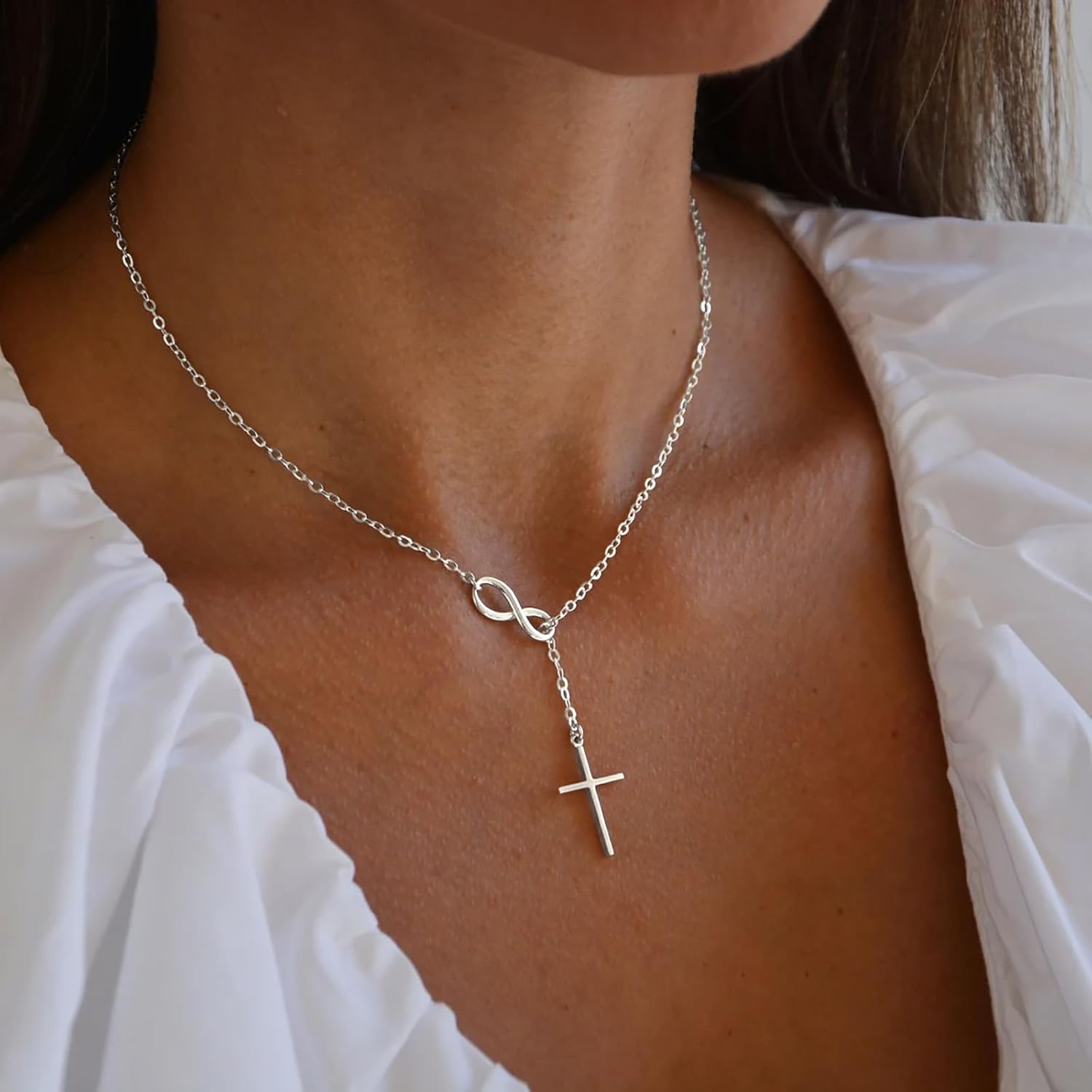 Easter Basket Stuffer Infinity Cross Necklace for Women, 14K Gold Plated Necklace Pendant Unique Trendy Cross Jewelry, Non Tarnish & Waterproof Christian Jewelry - First Communion Confirmation Easter Gifts - Image 2