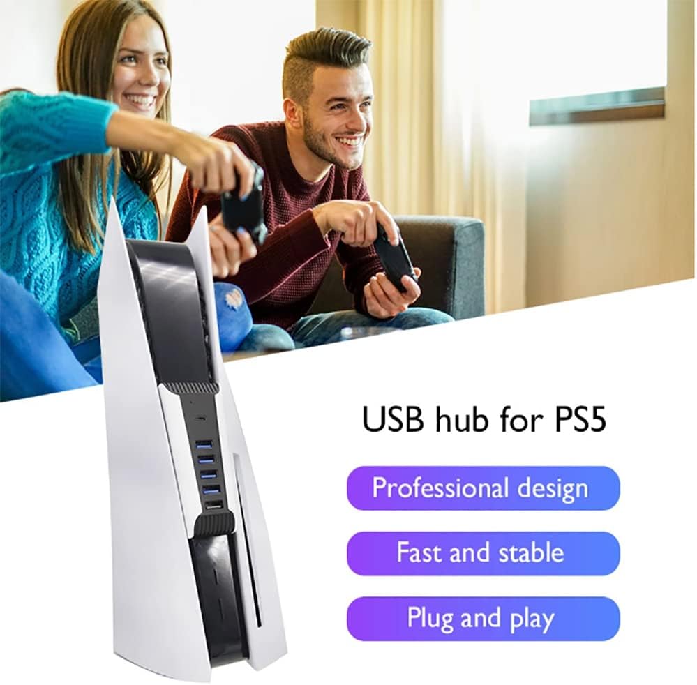HS-PS5027 5 in 1 USB HUB for PS5 Console - 4 USB Data Transmission Ports, 1 USB Charging Port, 1 Type-c3.1 Port image 2