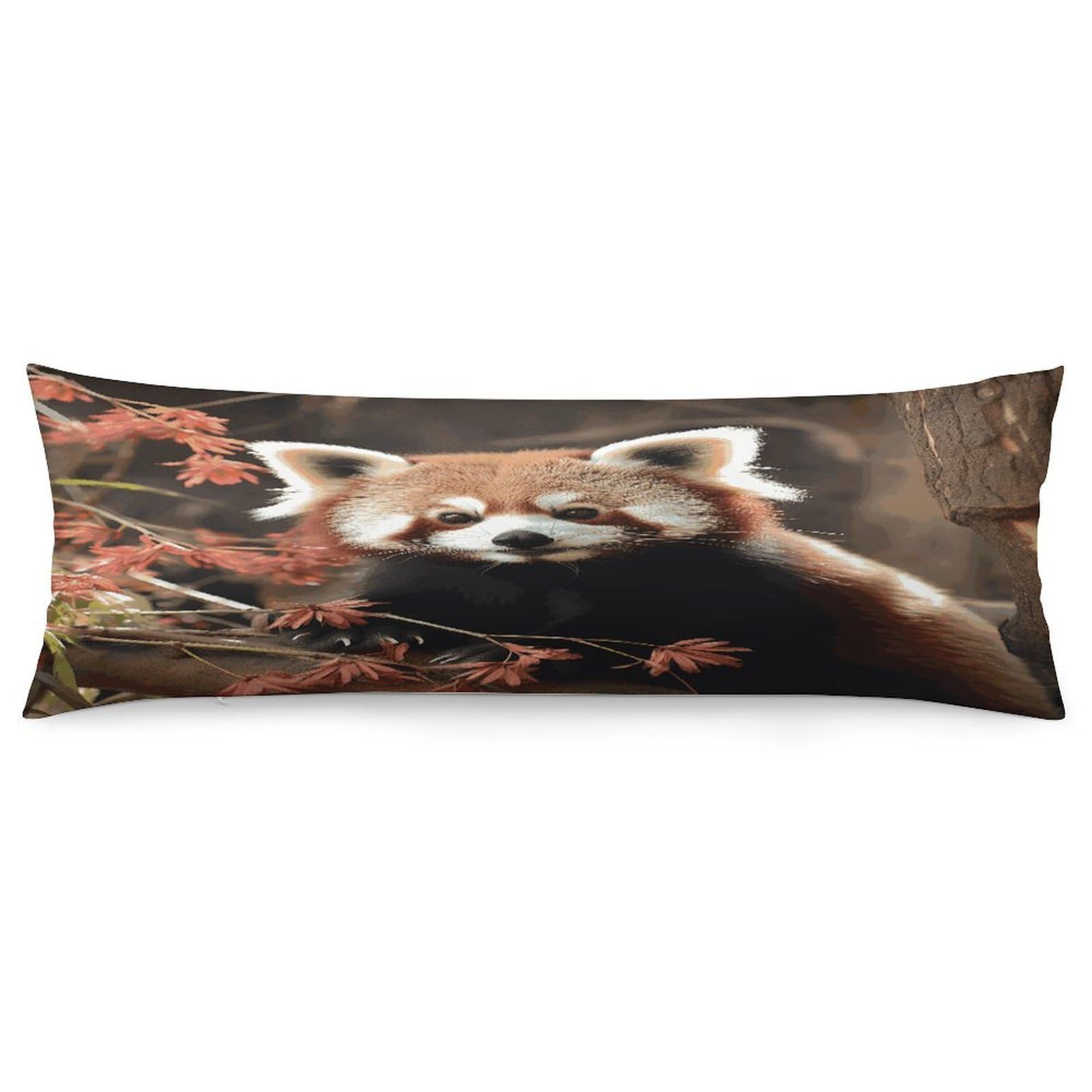 Red Pandas Body Pillowcase Soft Breathable Full Long Pillow Cover 20x54 Inches Polyester Pillow Case with Hidden Zipper Closure for Bedroom Home Decorations