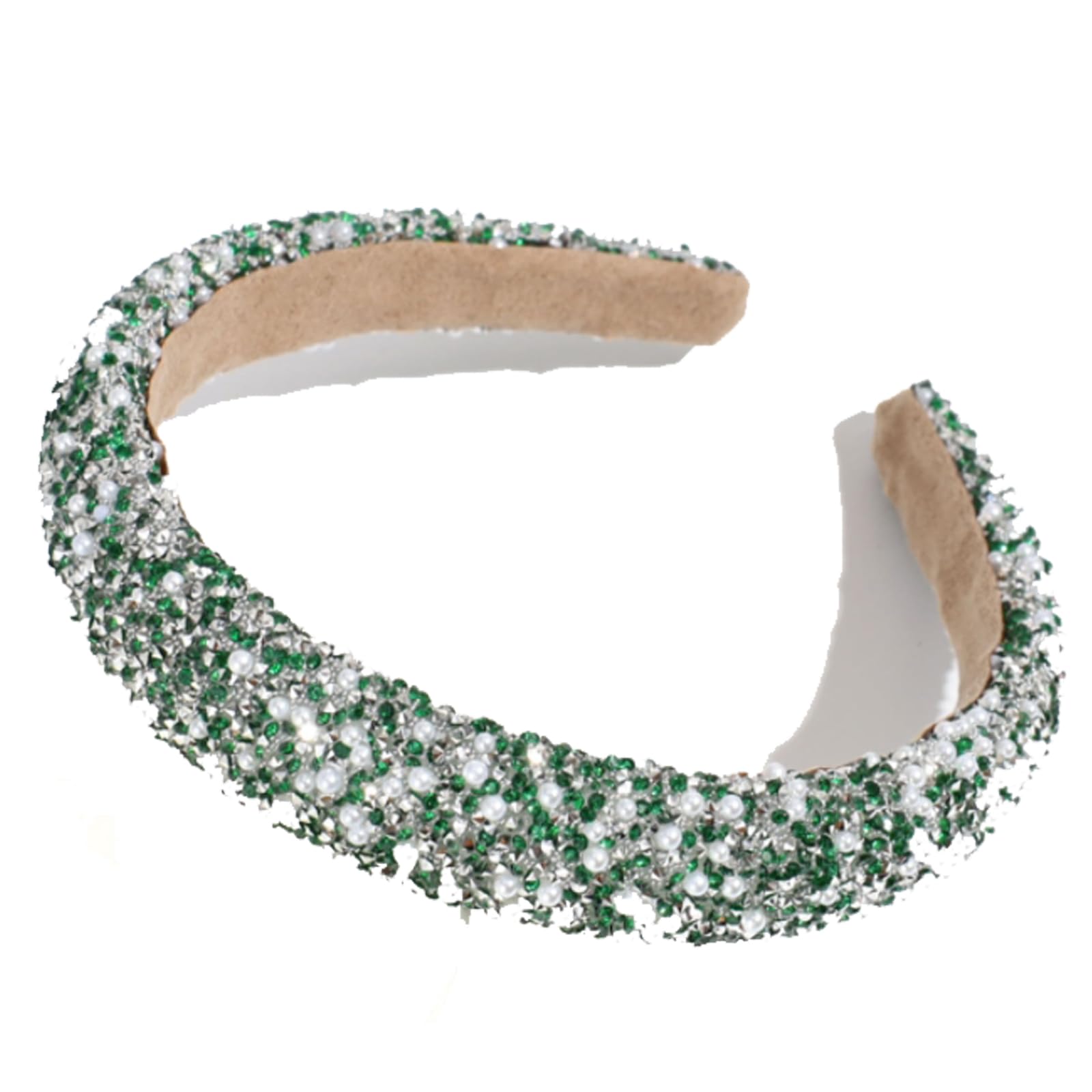 Diademas anchas de perlas, diademas adornadas con diamantes de imitación, tocados para fiesta de boda, accesorios para el cabello acolchados gruesos con purpurina para mujeres y niñas