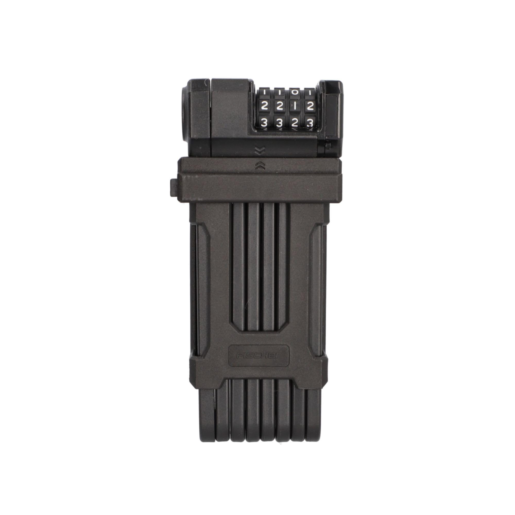 Fischer PROTEC FN110 - Candado plegable con combinación numérica para bicicleta (10.000 combinaciones, 110 cm), color negro