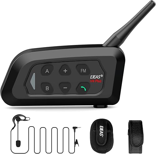 EJEAS V4C Plus - Intercomunicador de árbitro profesional, sistema de comunicación de árbitro Bluetooth 5.1 con función de radio FM para deportes de