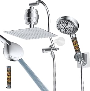 Hibbent All Metal Dual Filtered Rainfall High Pressure 10'' Shower Head