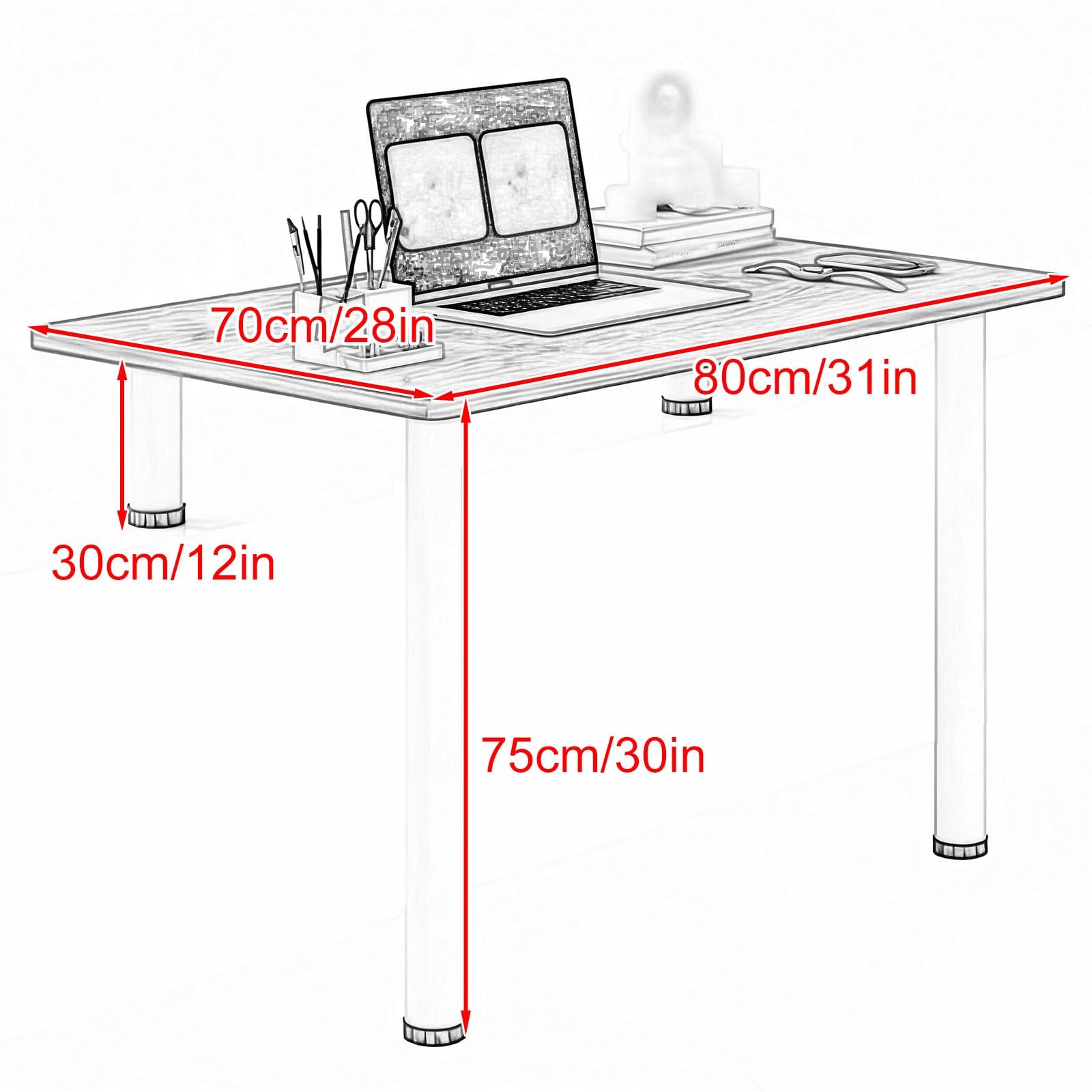 Wielofunkcyjne Biurko, Stolik Komputerowy, Biurka do Biura Domowego, Wysokie i Niskie Nogi do Łóżka na Parapecie, Gabinetu do Pracy(White,80x70x30cm/31x28x12in)