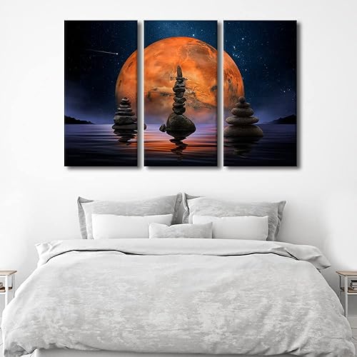 Vista 10 de TUMOVO Wall Art for Living Room Buddha Sculpture Flower Paintings Canvas Wall Art 3 Panel Wall Art Canvas Artwork Wall Decor Large Wall Decor Canvas