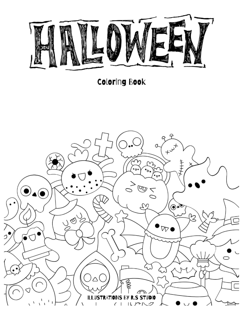 Cute Halloween Coloring Book for Kids: Kawaii Spooky Fun!