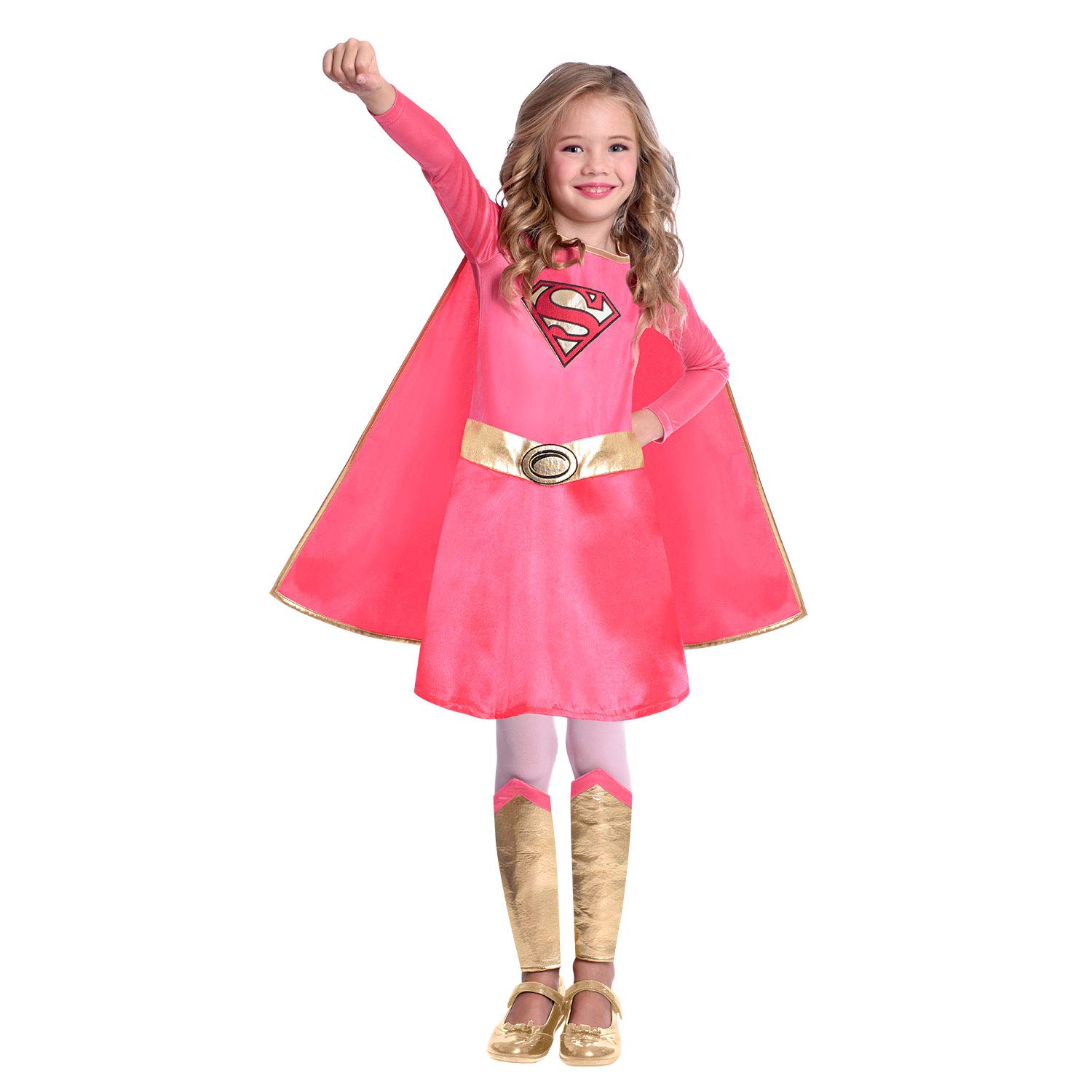 amscan (PKT) (9906733) Child Girls Supergirl Pink Costume (10-12yr)