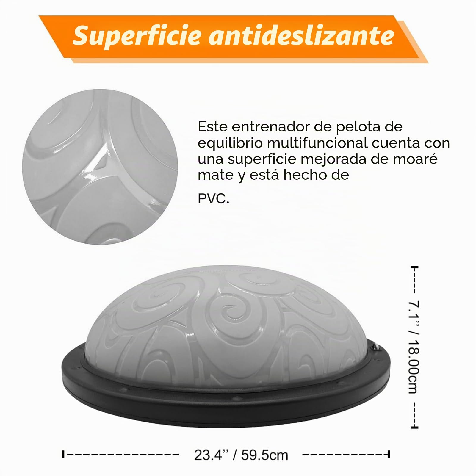 ATIVAFIT Entrenador de Equilibrio de Media Pelota con Correas para Yoga, balón de Equilibrio Antideslizante para Entrenamiento en casa, Fitness, Ejercicio, Entrenamiento de Fuerza, Gimnasio