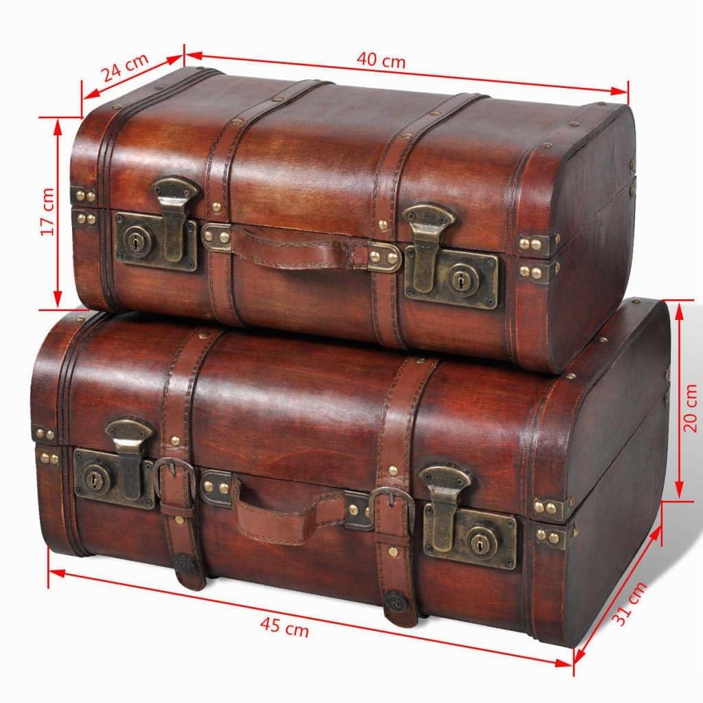 vidaXL Baule del Tesoro in Legno 2 pz Vintage Marrone