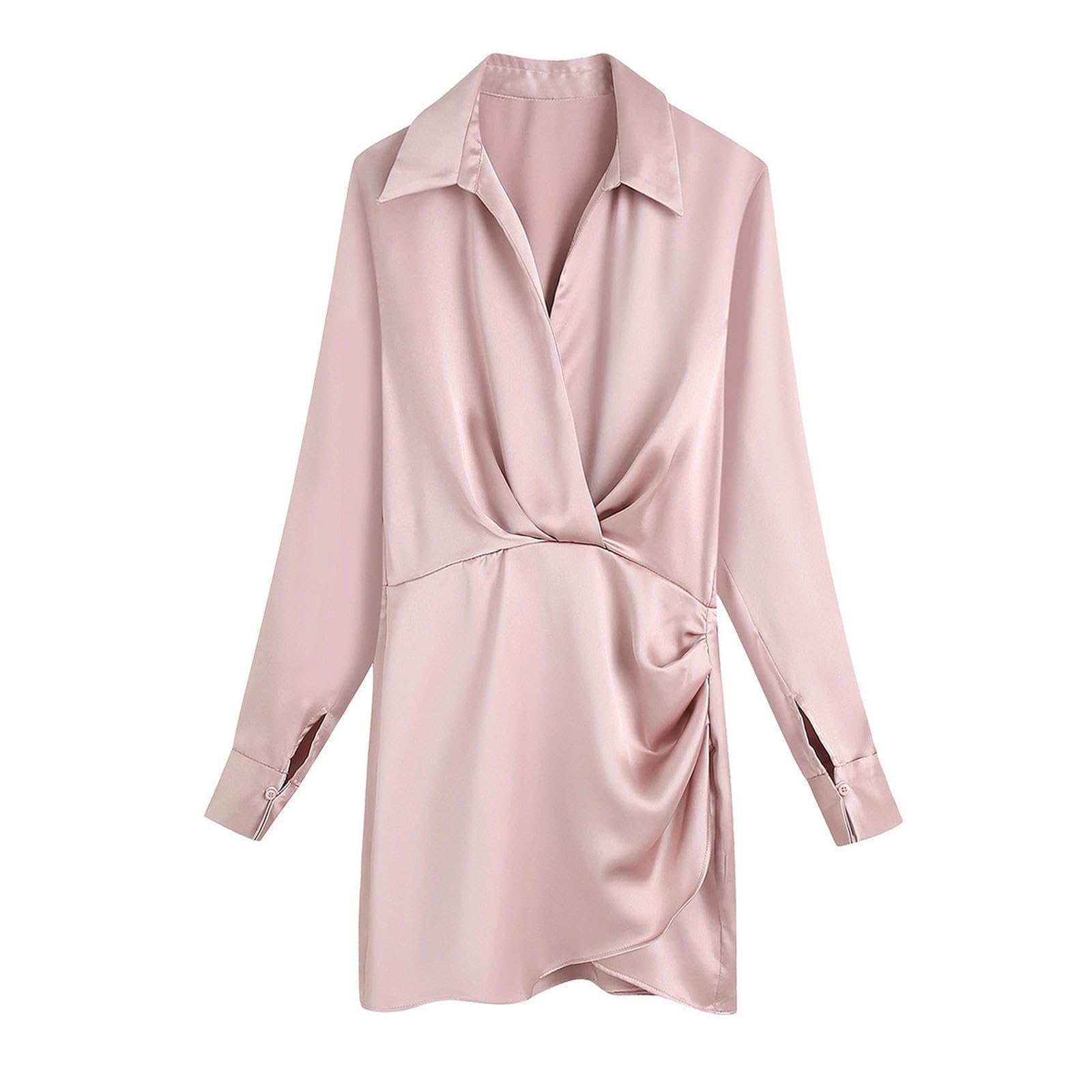 Robe chemise longue en satin plissé idéale pour vos soirées d'été