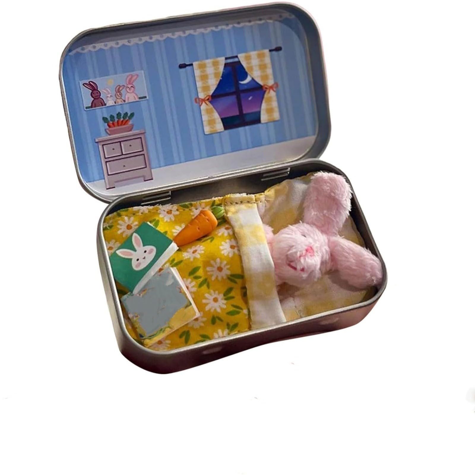 Easter Mini Plush Bunny Play, Little Pocket Bunny, Cute Rabbit Plush Toy in a Tin, Pocket Sized Portable Kids Toy, DIY Pet Rabbit Adoption, Easter Basket Stuffer for Children — image 1