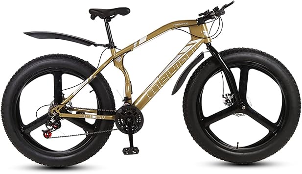 Fat Tire Mountain Bike 26 Inch 21/24/27 Speed Variable Speed Bike, High Carbon Steel Frame, Dual Disc Brake, Beach Snow All Terrain Bike, Portable Commuter Tool