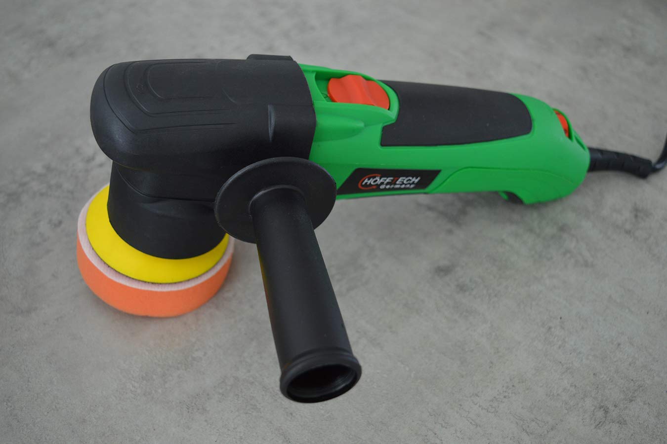Hofftech Winkelpolierer - 3500-6400 U/Min Excenter Poliermaschine Auto (300 W, Polier-/Schleifteller-Ø 75 mm, inklusive 6 Polierschwämme