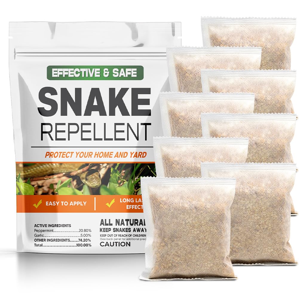 Snake Repellent for Yard Powerful, Snakes Away Repellent for Outdoors, Snake Deterrent Pet Safe Indoor, Yard Snake Out Repellant, Keep Snake Out of Home, Garden, Garage, Camping - 8 Pouches