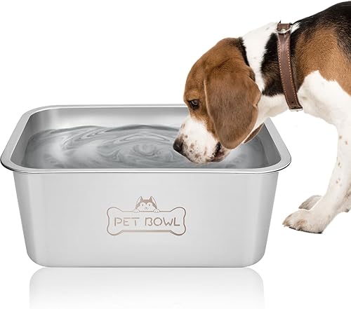 Miniatura 1 de Cuencos de agua para perros grandes, 3 galones, de acero inoxidable duradero, tazón de agua y comida de gran capacidad para interiores y exteriores,