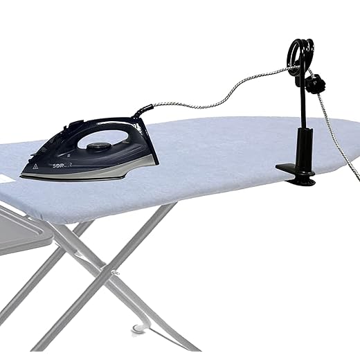 Universal Flexible Iron Cord Minder, Steam Iron Cord Holder for the ironing board helps keep the irons cord out of the way when in use - fits all standard ironing boards - No Irons , No Iron board