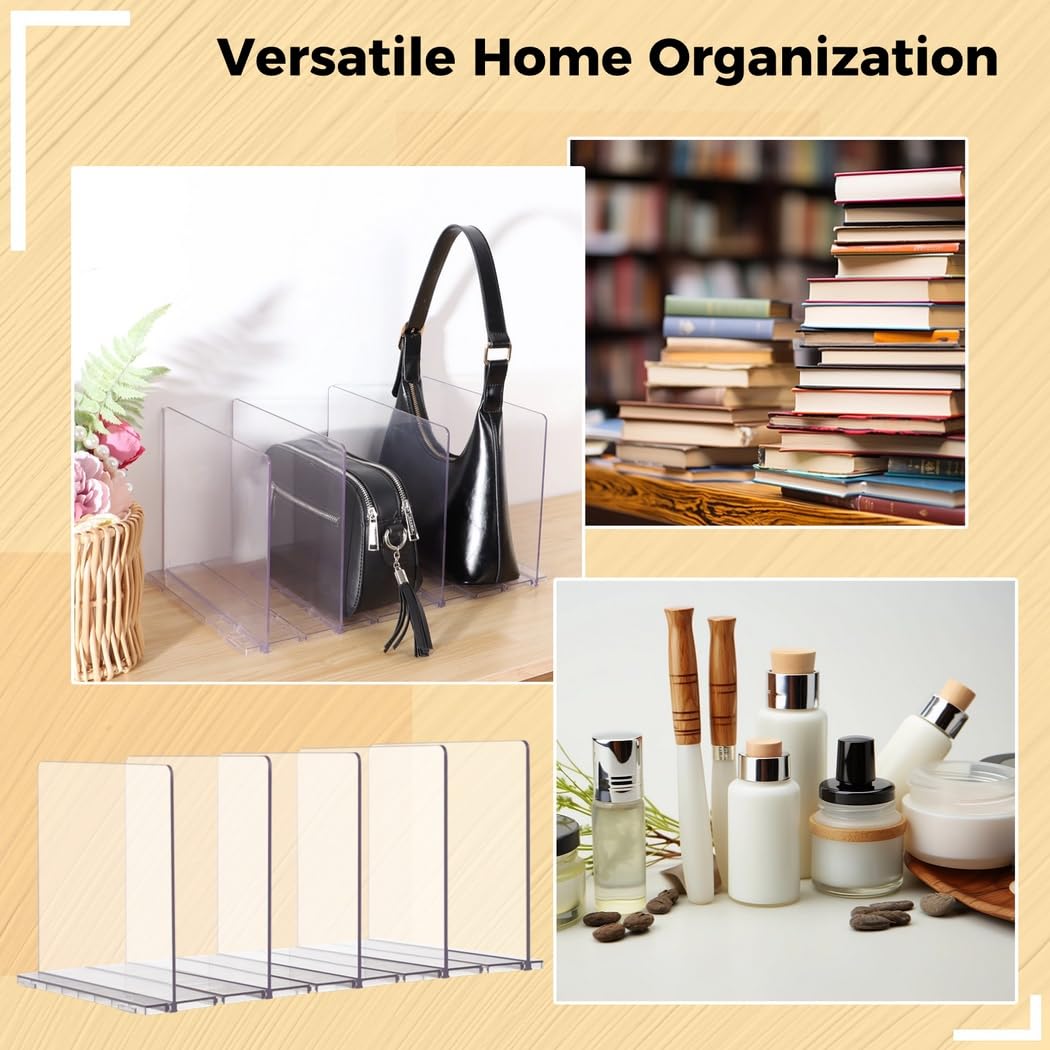 Organizador transparente ajustable para estantes de armario, soporte de exhibición desmontable para bolsos, almacenamiento práctico para bolsos, carteras y mucho más