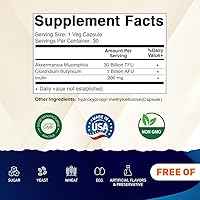 Vista 2 de Vitamatic Akkermansia Muciniphila 30 mil millones de TFU + Clostridium Butyricum + inulina prebiótica - GLP-1 probiótico - 30 cápsulas veganas - 30