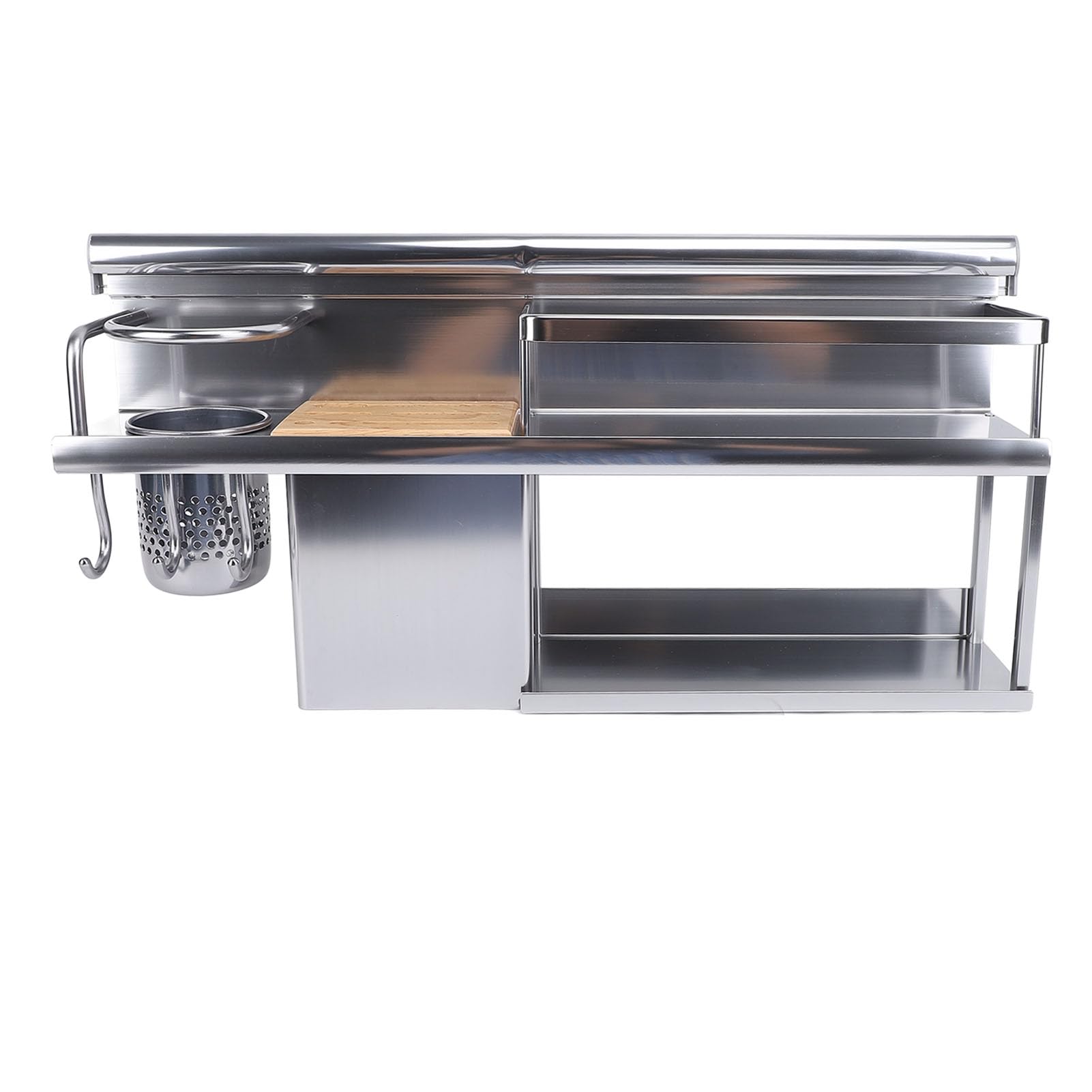 Organisateur de Cuisine Mural, Support pour Baguettes et Lames en Bois et Alliage d'aluminium avec Plusieurs Options de Rangement, Idéal pour Spatule, Cuillère, Couteau et Ustensile