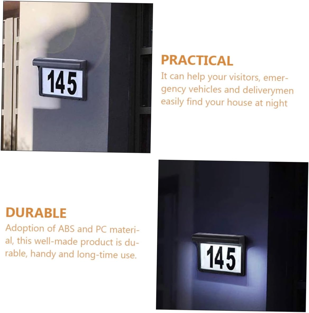 Solar Doorplate Light Numbers Lamp Outdoor Led Lights Night Visibility Material