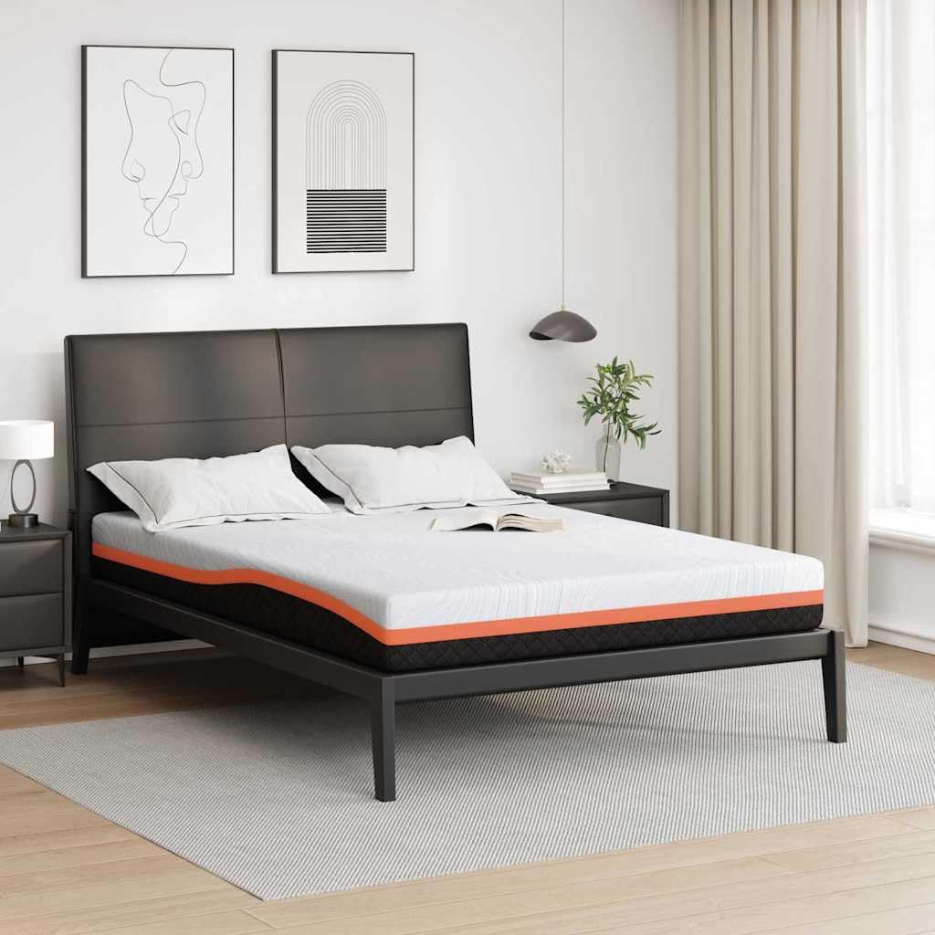 Materac, biały, czarny, żakardowy materiał, 140 x 200 x 20 cm, pianka żelowa z pamięcią kształtu, do sypialni, pokoju gościnnego, 1 sztuka