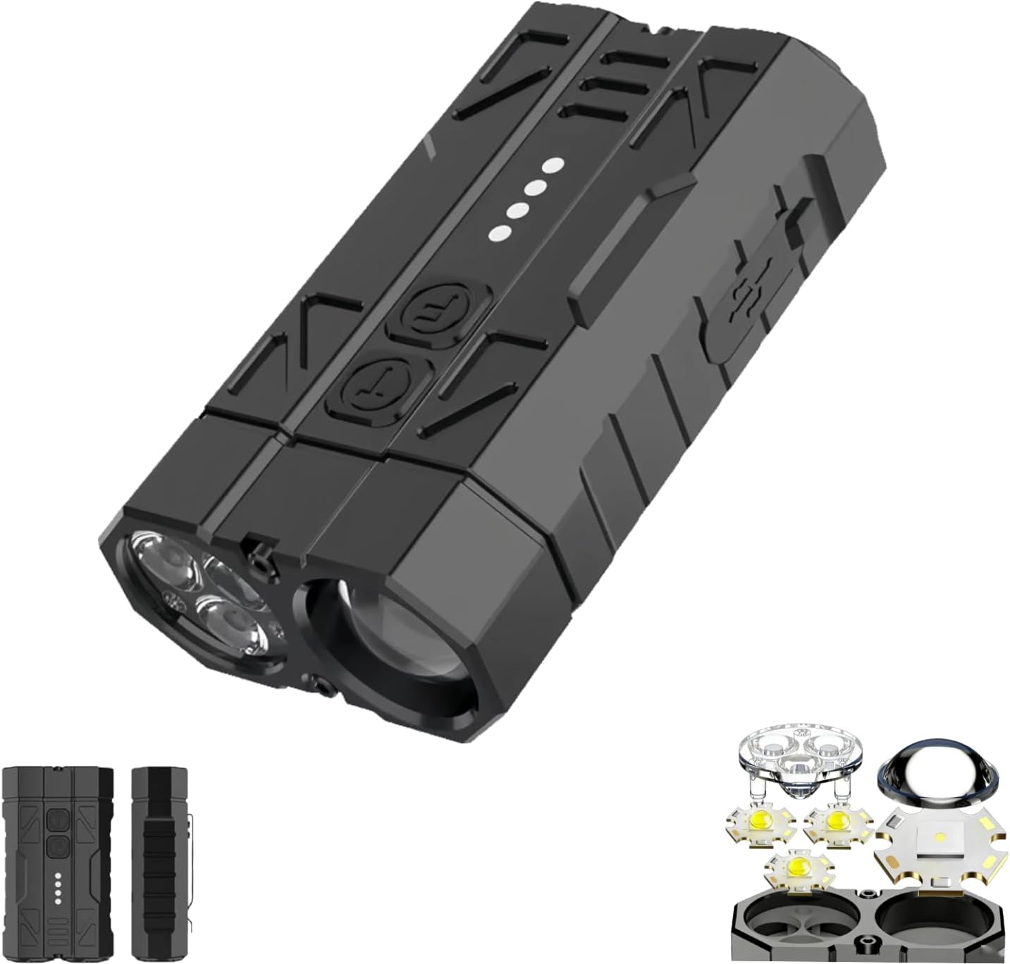 High-Brightness Pocket Dual-Module Outdoor Flashlight, Dual Switch Control System & 8 Lighting Modes for Camping Hiking Work Light Rechargeable LED Torch (2PCS)