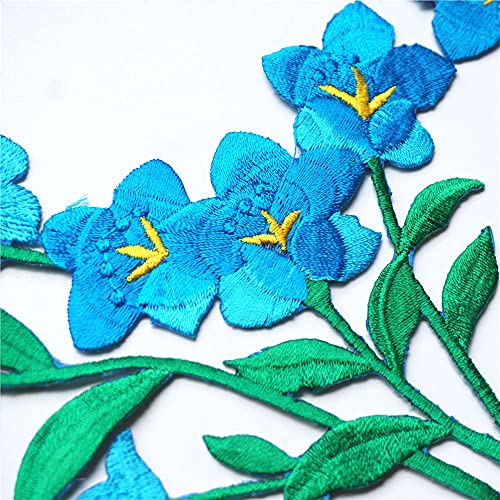 Ixueyu Embroidered Flower Lace Patches Plum Blossom Appliques Sew Iron On Badges For Diy Embroidery Cothes Dress Craft Decor 2 Pcs (Blue) #TOP2