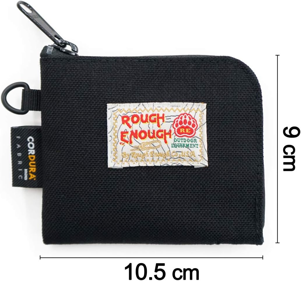 Rough Enough Small Coin Purse Pouch Slim Credit Card Holder Wallet for Men Women Teen Boys with Neck Lanyard Keychain Zipper in Black Cordura - Image 3