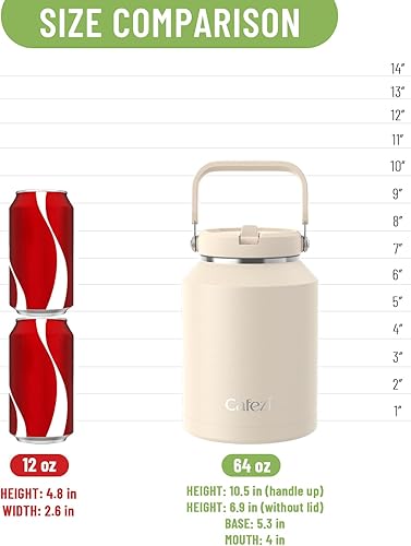 Miniatura 8 de Vaso de 50 onzas con asa, botellas de agua de acero inoxidable con pajilla abatible y asa superior, a prueba de fugas, sin sudor, helado durante 34