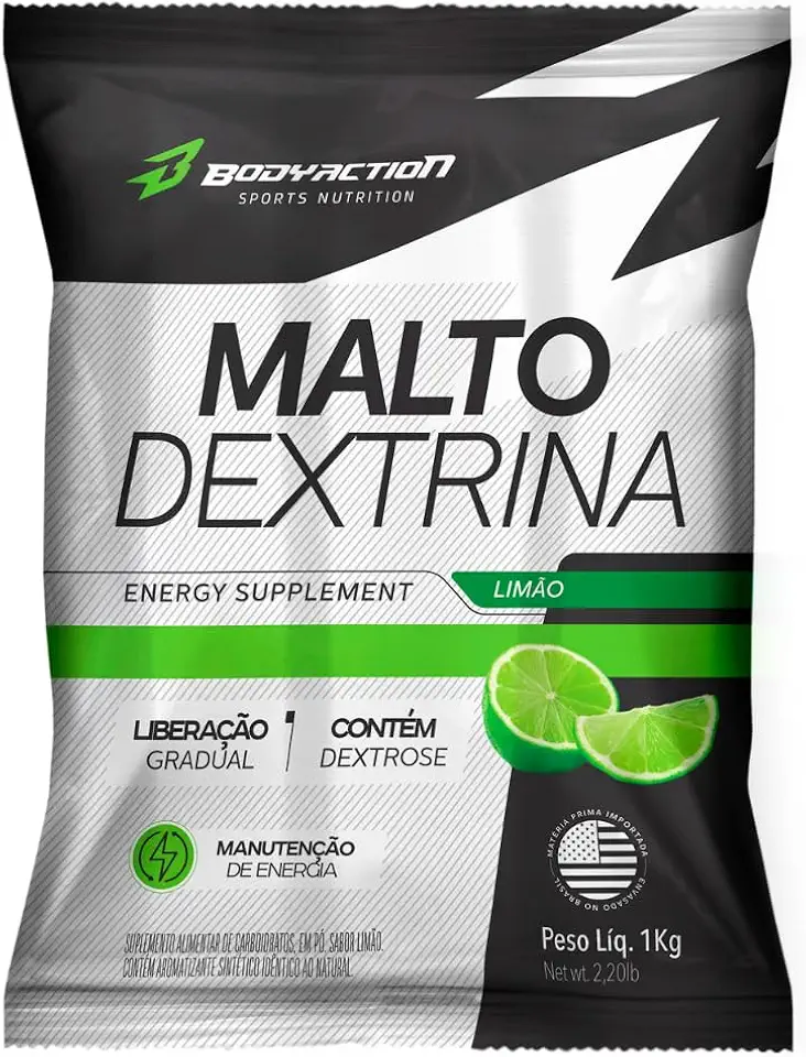 Suplemento Energético Pré Treino e Pós Treino Maltodextrin 1kg Bodyaction (Limão)