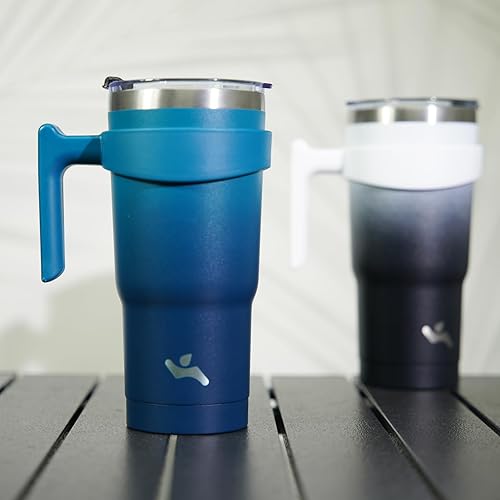 Miniatura 132 de 10 oz Tumbler with Handle and 2 Straw 2 Lid, Insulated Water Bottle Stainless Steel Vacuum Cup Reusable Travel Mug,Turquoise Negro
