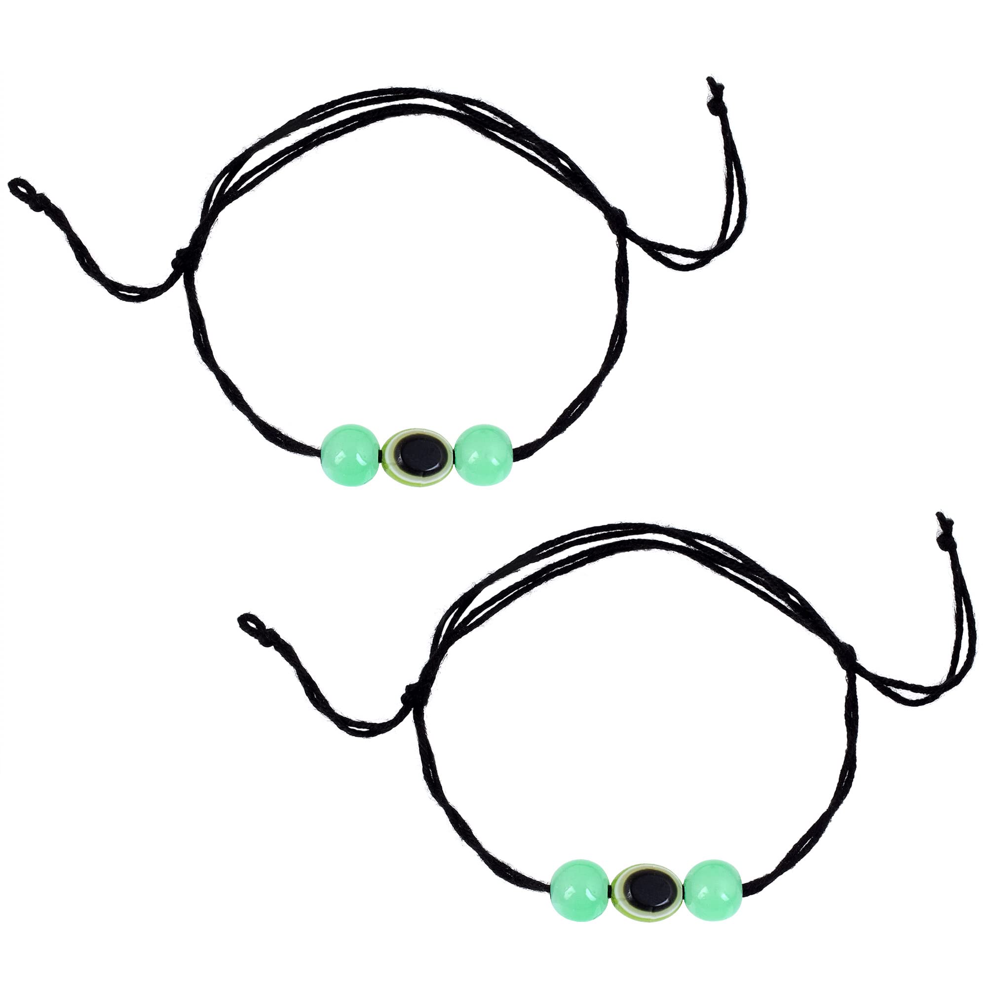 trendy oval shape green evil eye black with green beads adjustable payal anklet dori for women and girls-image-31