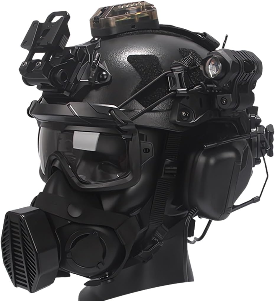 Detachable Airsoft Goggles,Paintball Fast Helmet Set Combinations with Pickup and Noise Reduction Earphones, Telescope Model,Tactical Airsoft Gear