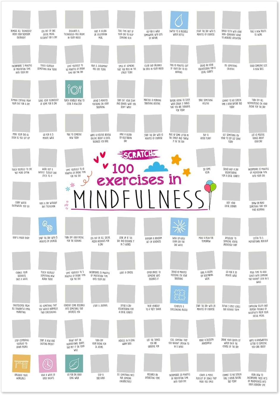 #Winning Multicoloured 100 Exercises In Mindfulness Challenge A2 Scratch Poster