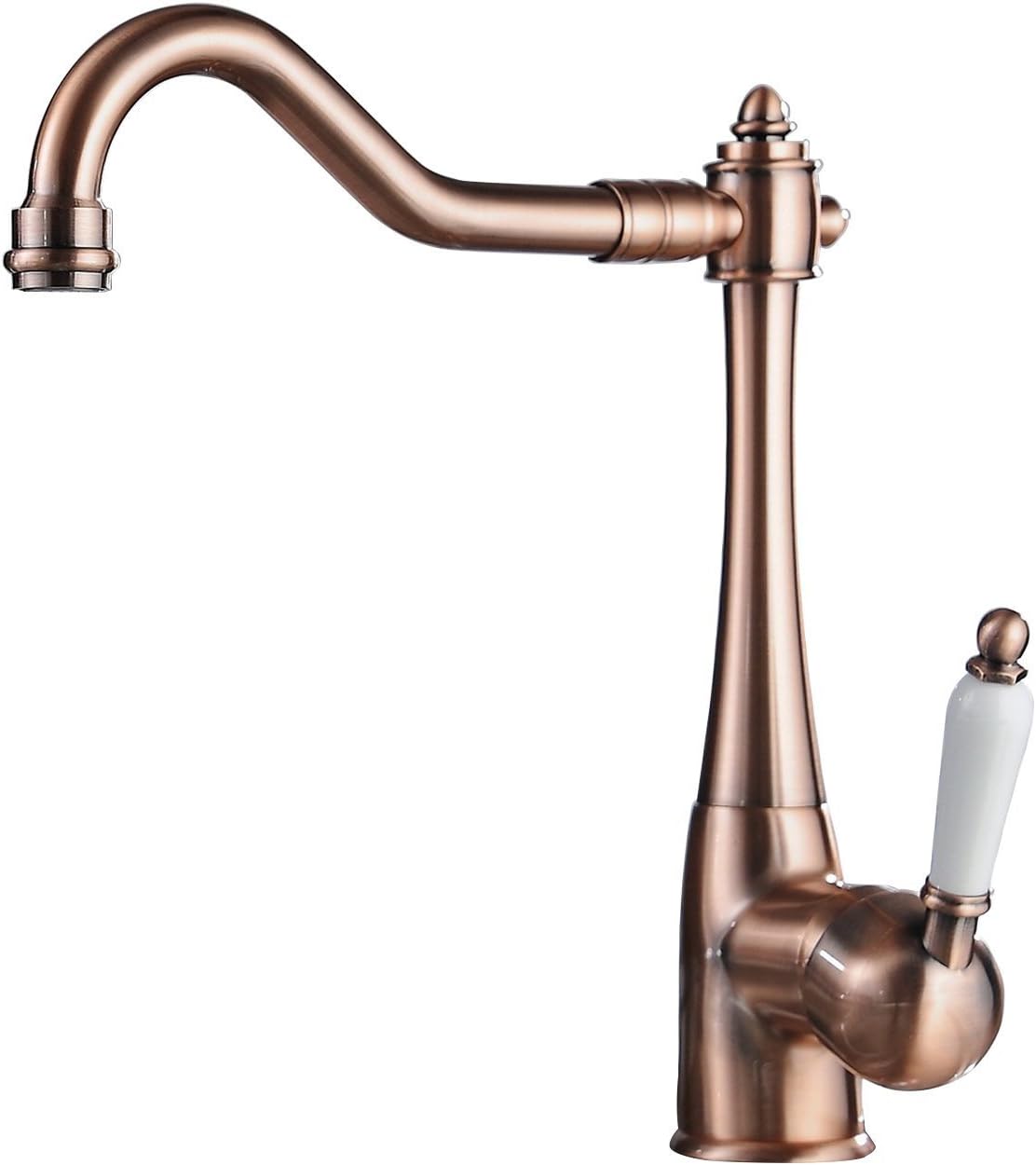 🔥 Greenspring Kitchen Sink Faucet Copper Traditional Period Single Ceramic Lever One Hole Mixer Tap 360° Degree Swivel Wet Bar Sink Faucet