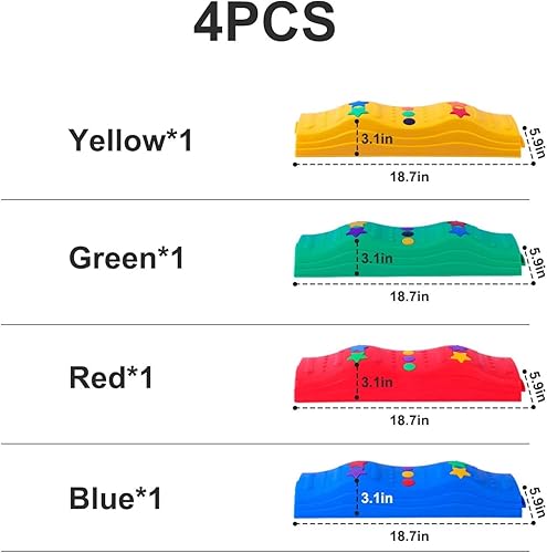 Miniatura 10 de Kids Balance Beam Toddler Stepping Stones Max Load 220LBS Non-Slip Textured Surface & Rubber Pads Bottom Promote Agility Coordination Five Star