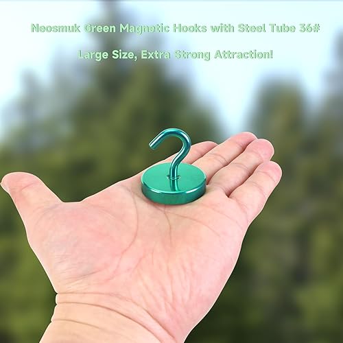 Vista 233 de Neosmuk Ganchos magnéticos resistentes, imanes fuertes con gancho para refrigerador, ganchos industriales súper resistentes de neodimio para colgar