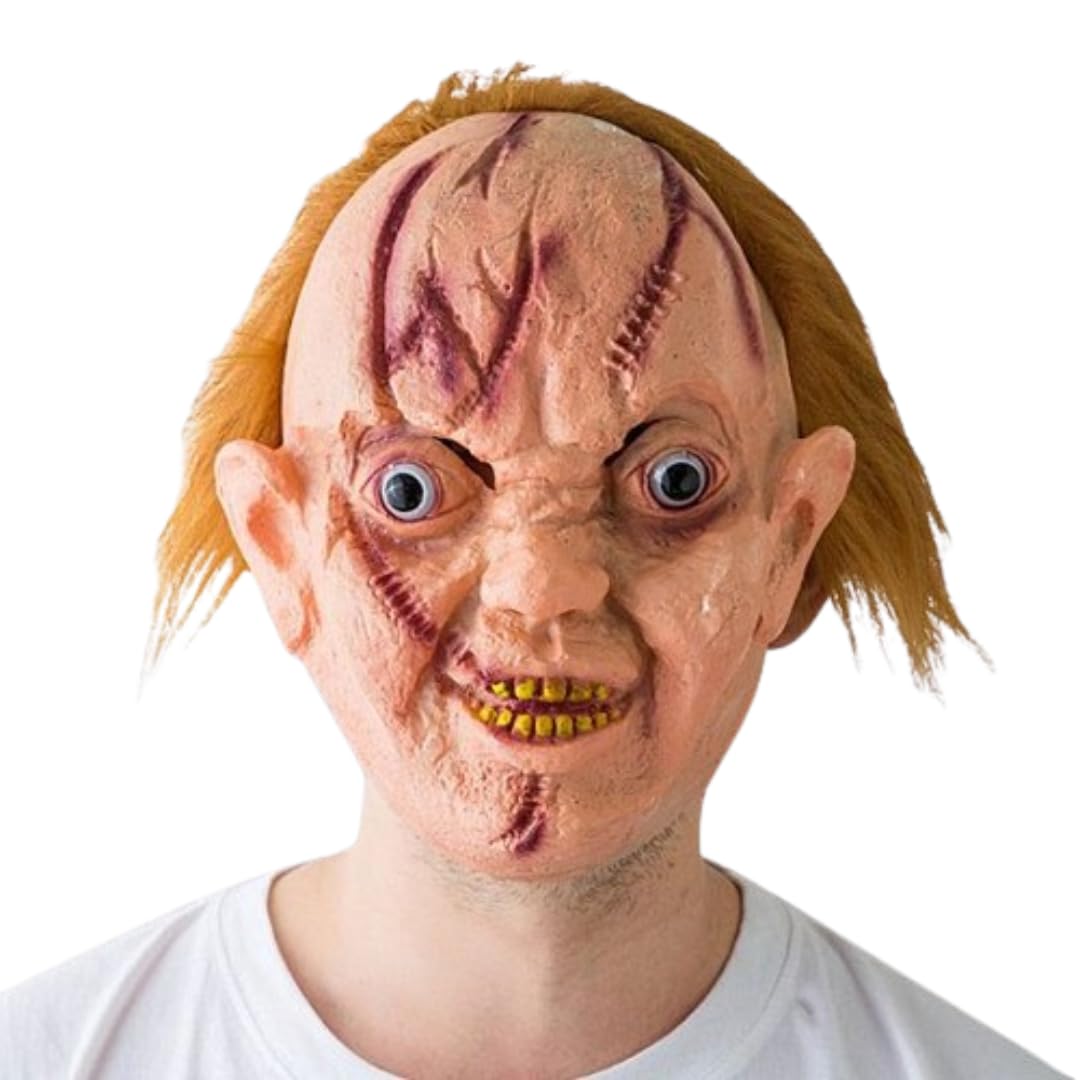 Wanna Party Horror Chucky Doll Mask Evil Child Play Chucky Mask Scary Halloween Cosplay Costume Props for Kids & Adults (B0D47N77BR) Amazon Price History, Amazon Price Tracker