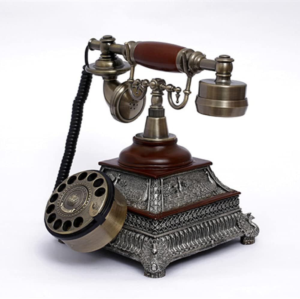 European Retro Phone Rotary Dial Antique Telephone Landline Home Fashion Creative Fixed Vintage Telephone with Handset Bracket and Turntable Dial for Home Decoration