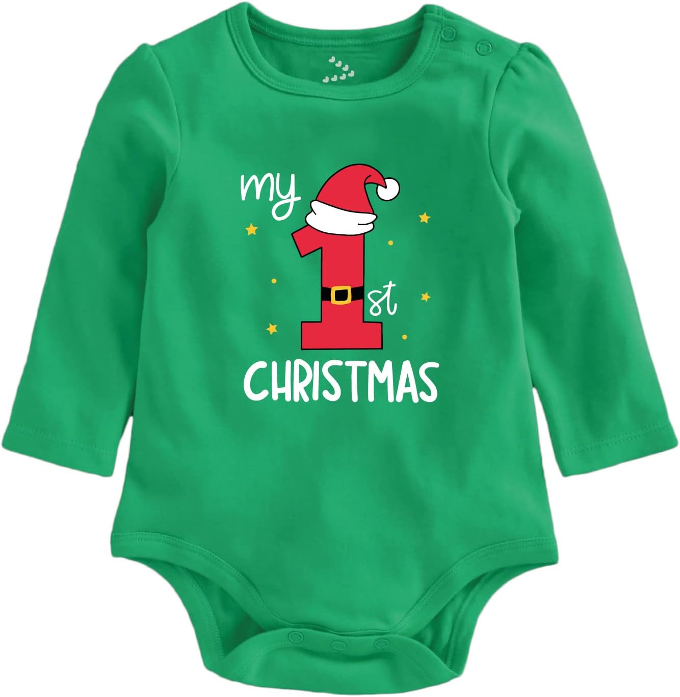Zeezeezoo My First Christmas Printed Red & Green Cotton Baby Rompers Bodysuits Christmas Dress and Outfits