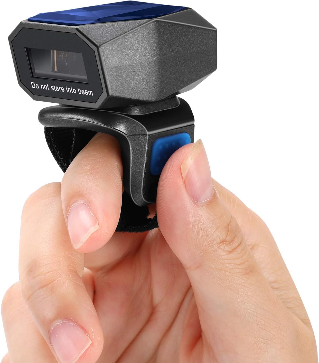 Eyoyo 1D Scanner di codici a barre Bluetooth, 2,4 G wireless, Mini lettore ad anello con cavo USB per iOS Android, per Magazzino Supermercato Libreria...