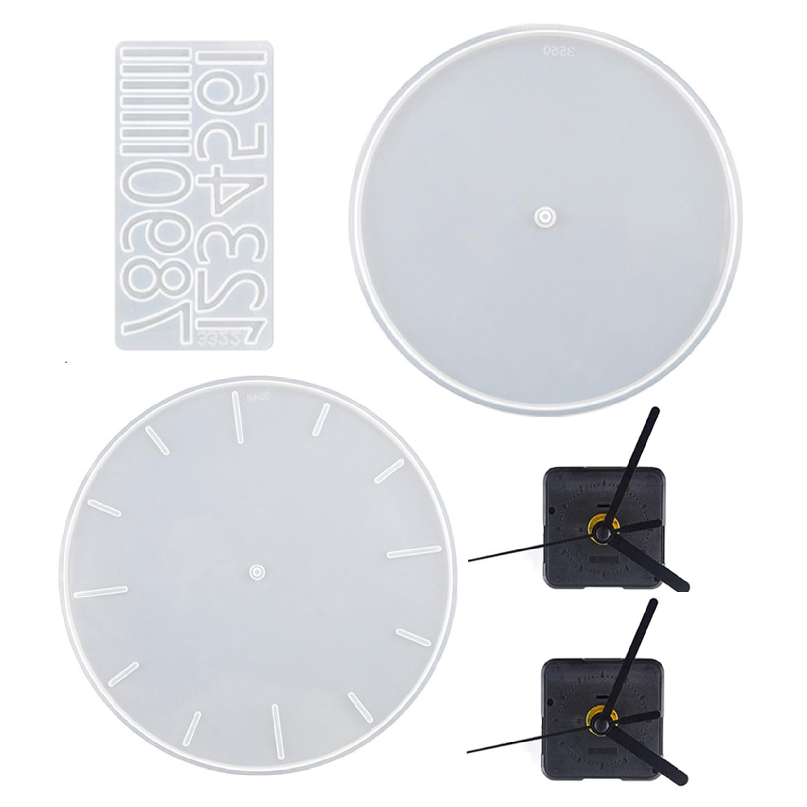 Clock Moulds for Epoxy Resin, Resin Clock Mould 5Pcs Large Silicone Arabic Numerals DIY Moulds for Epoxy Mouldwith Movement for Wall Home Decor