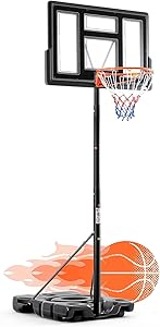 DUMOS 10FT Adjustable Height Portable Basketball Hoop Outdoor for Adult, 44 Inch Shatterproof Backboard w/Shock Absorbent Rim, Fillable Base, 2 Wheels for Swimming Pool/Indoor