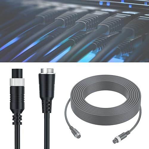 Miniatura 6 de EKYLIN Cable de extensión de video de 65 pies y 65.6 ft para aviación de 4 pines para cámara de visión trasera CCTV, camión, remolque, autocaravana,