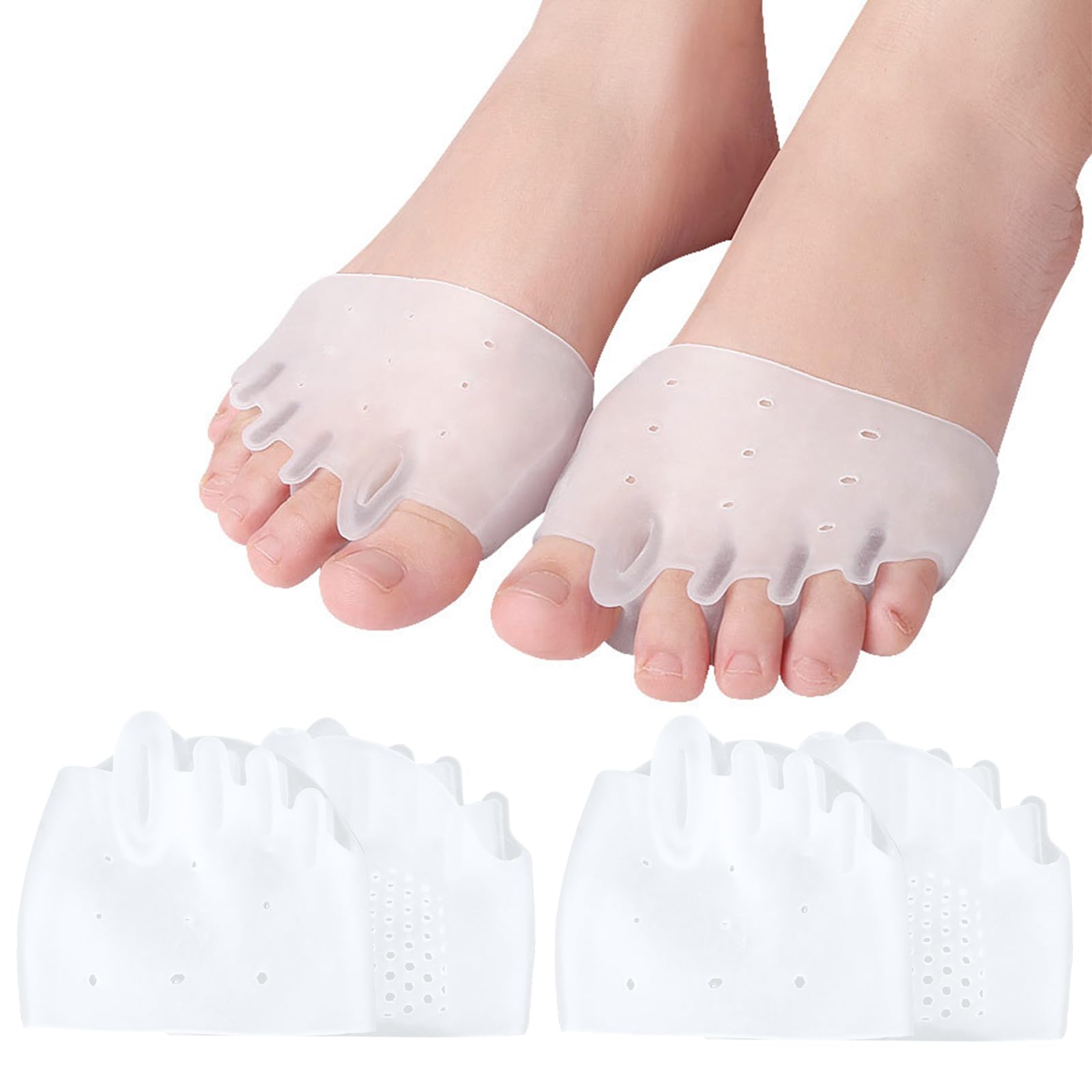 Leikedun 2 pares Separador Dedos Pie Silicona con Protector de Juanetes, espaciador de metatarsos, corrector de juanetes, alivio del dolor en el antepié, Alivio del Dolor Metatarsiano